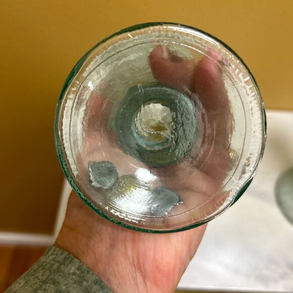 Glass Shabbat Hand Painted Candlesticks with White Flowers - Picture 5 of 9